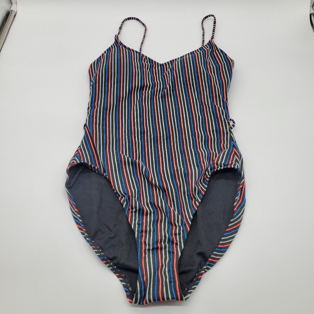 ☆ NWT No Boundaries Metallic Stripe One Piece Swim Suit Size Medium